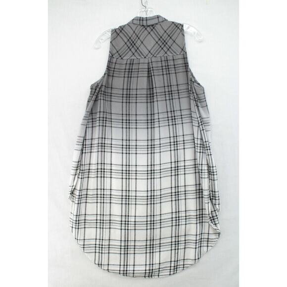 Miss Me Shirt Dress Medium Gray Embroidered Ombre Boho Flannel High Low Tunic - Picture 2 of 7